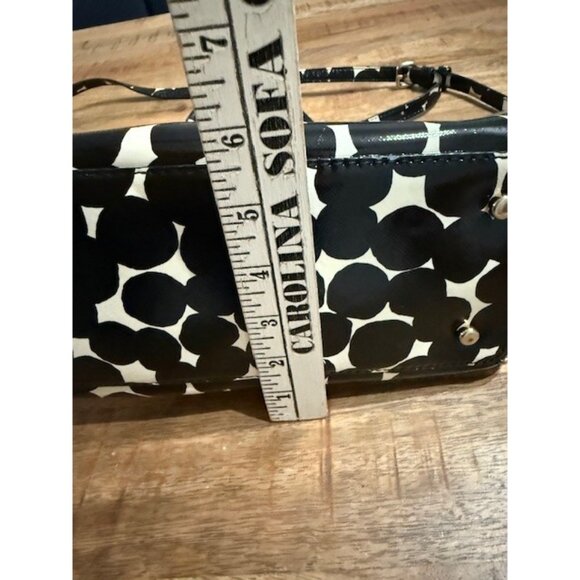 Kate Spade Black White Polka Dot Zip Dome Tote Satchel Purse Strap Double Handle - Picture 15 of 16